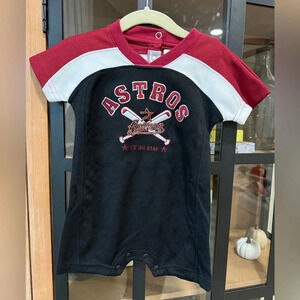 Vintage Astros MLB Houston baseball onesie romper shortall embroidered red baby
